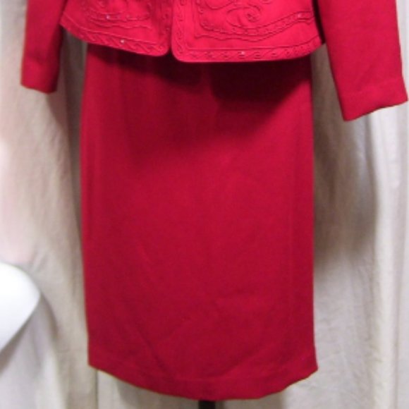 Adrianna Papell Jacket Skirt Suit Red Size 6 Petite NWOT - Picture 2 of 6